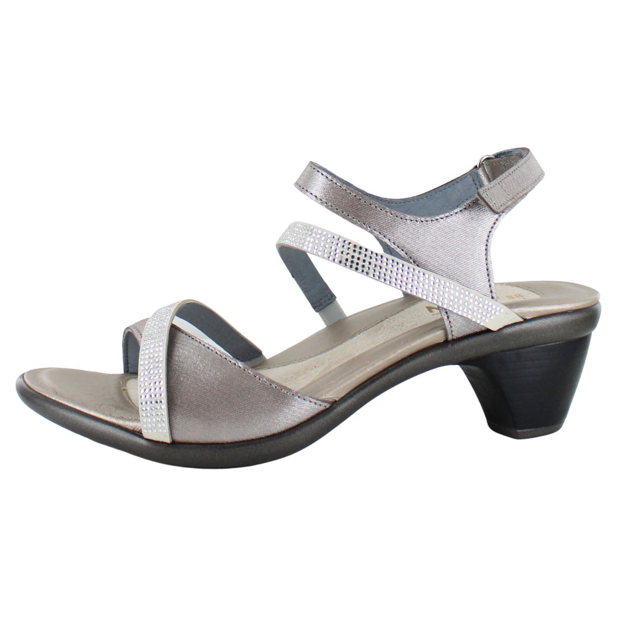 Naot Innovate Backstrap Heeled Sandal in Silver