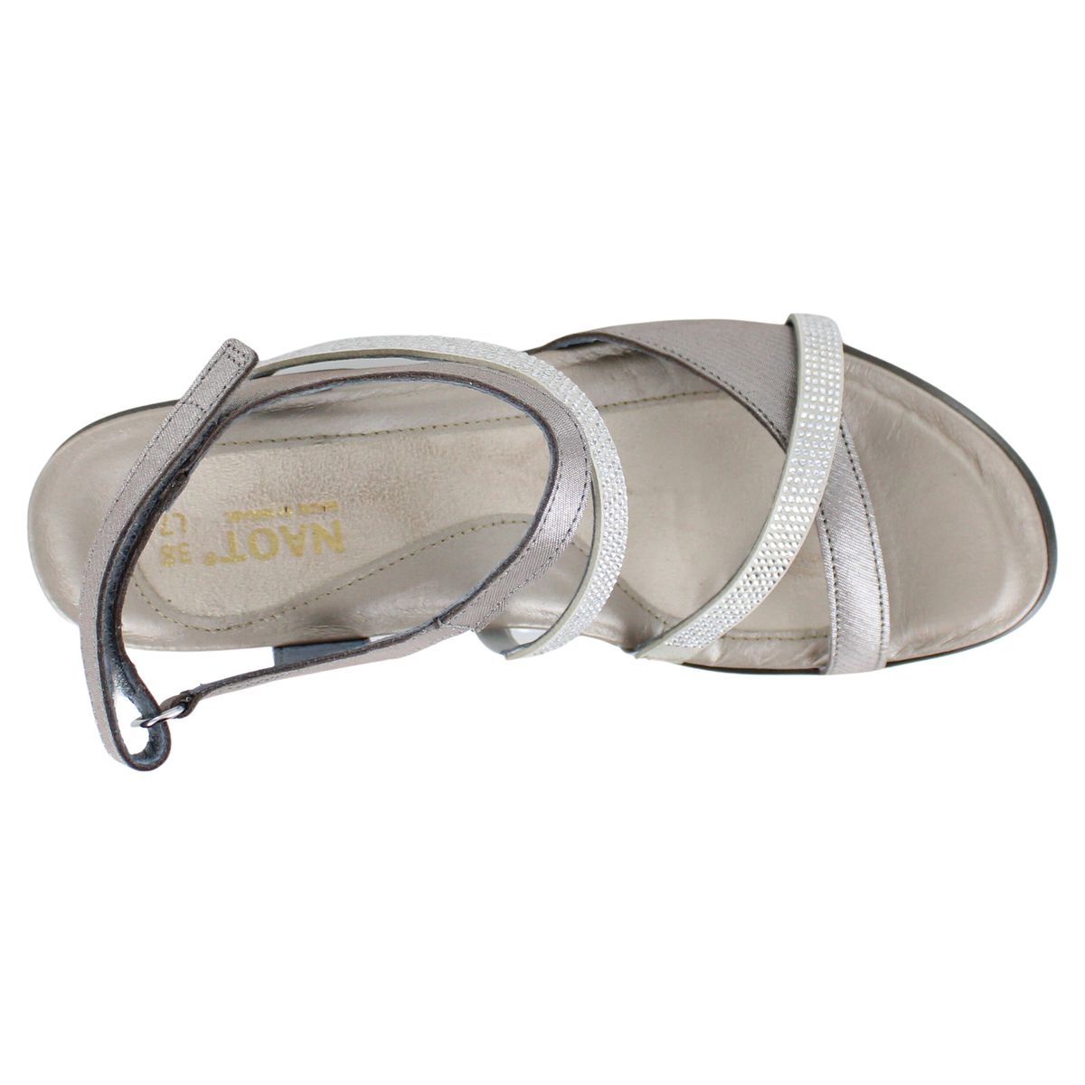Naot Innovate Backstrap Heeled Sandal in Silver