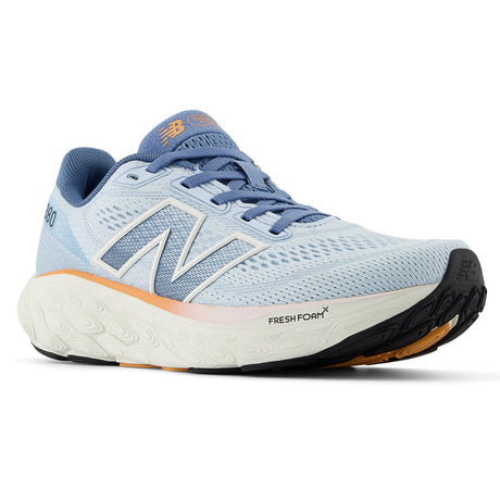 New Balance Women’s 880v14 running shoe in Quarry Blue with engineered mesh upper, cushioned midsole, and durable rubber outsole – available at Walking on a Cloud Canada. Style #W880J14