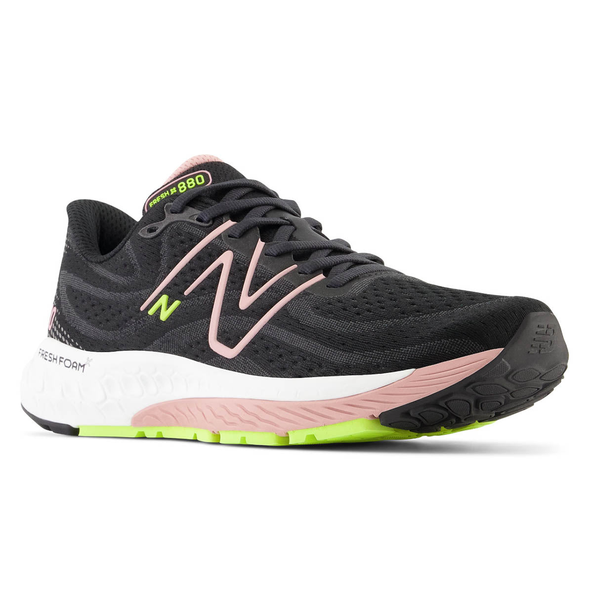 New Balance Men's Fresh Foam X 880v13 in Black Metallic, pink + green + black comfortable breathable running shoes, Style #M880K13