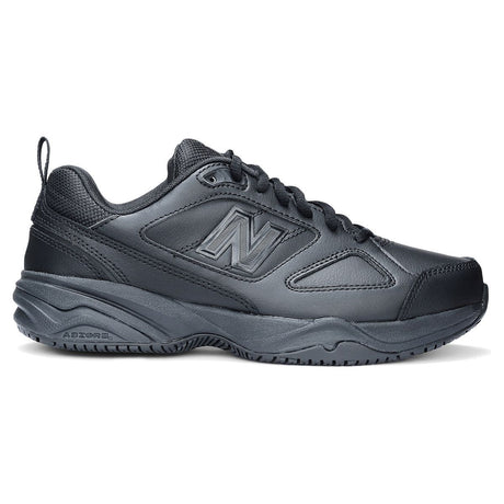 New Balance Women's 626v2 in Black, Industrial sneaker, safety shoe with protective leather upper, slip proof. Style #WID626K2