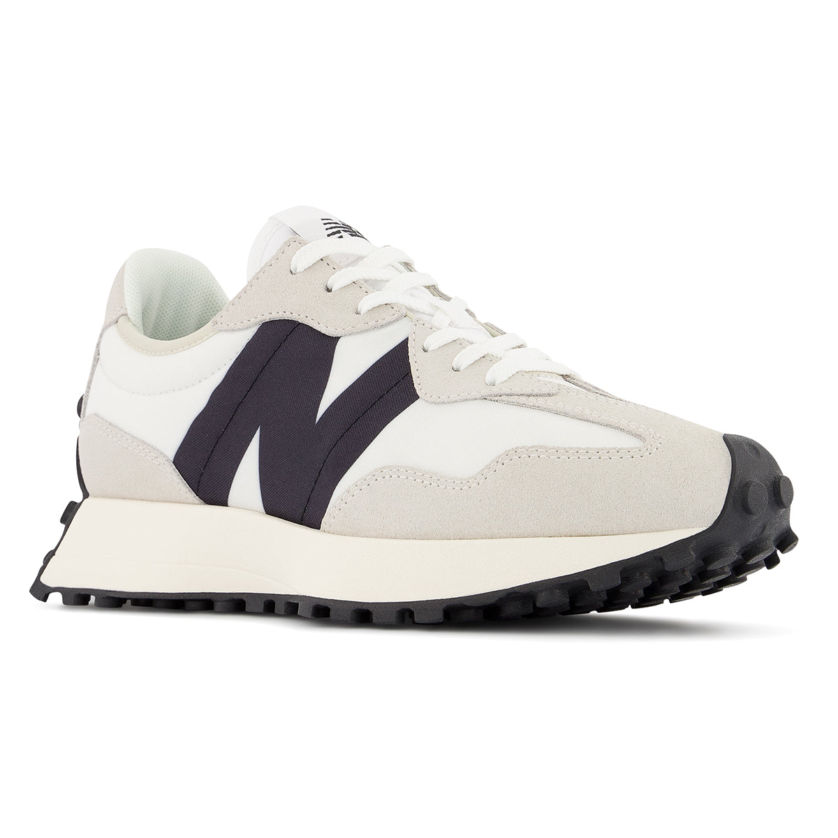 New Balance WL327FE women’s classic retro sneaker in suede and nylon with oversized “N” logo, lightweight EVA midsole – available at Walking on a Cloud Canada. Style #WS327FE