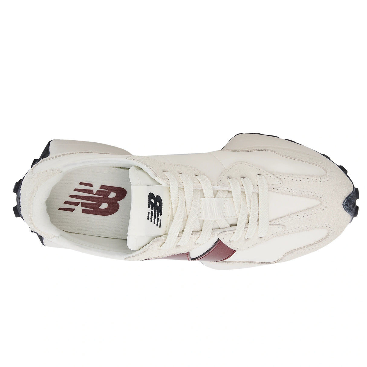 New Balance 327 Classic Retro Women's Runners in Sea Salt with Burgundy