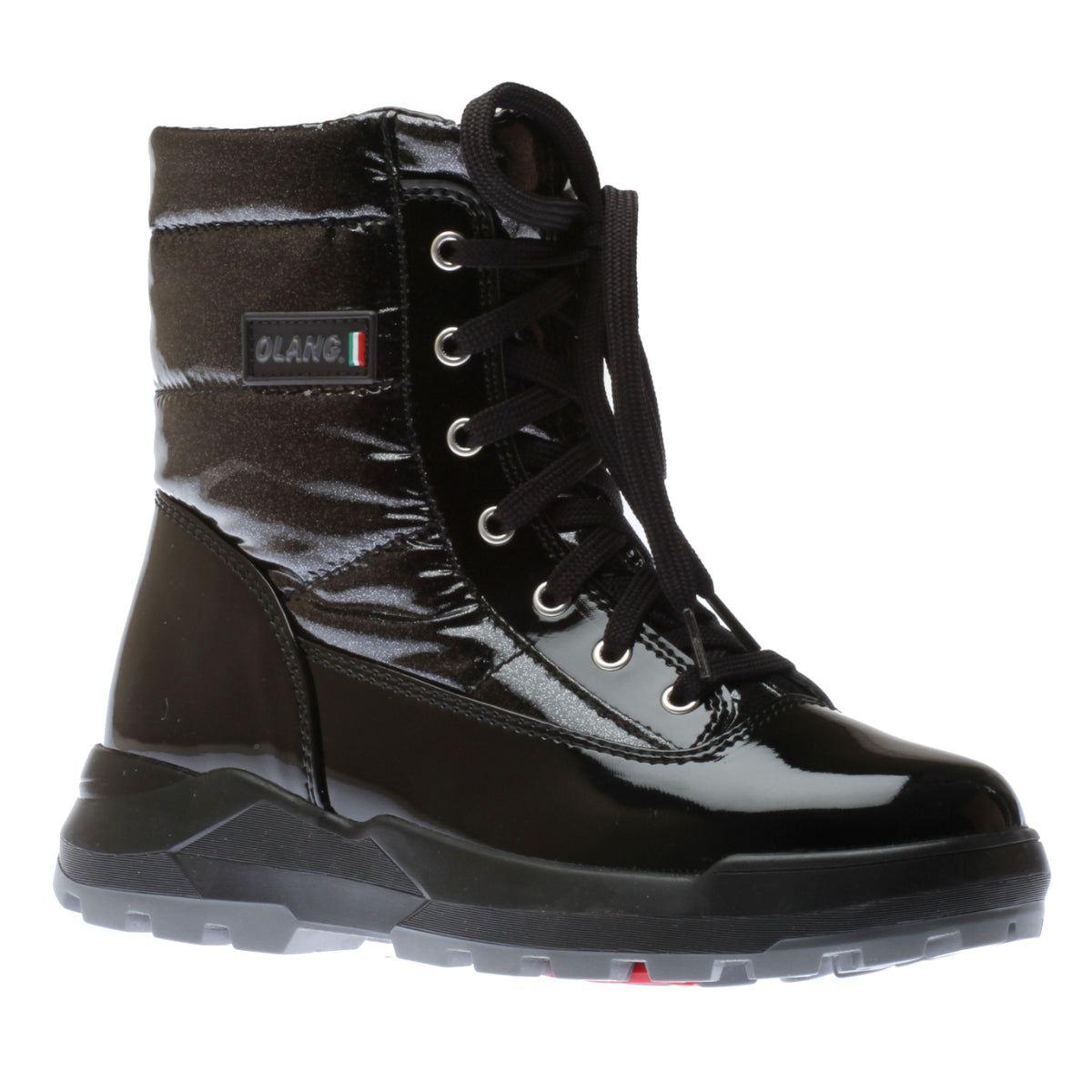 Black insulated winter boot with padded synthetic upper, wool lining, and rugged ALASKA outsole—waterproof and rated for warmth in -30°C Canadian winters.