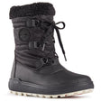 Side view of Olang Rigel Nero Black winter boots with quilted polyester upper, lace-up front, wool lining, and TUNDRA outsole featuring OC System® ice-gripping studs.