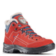 Olang Spider OC Rosso boots in red leather with Cordura inserts, lace-up design, shearling collar, wool lining, and VIBRAM outsole for cold-weather durability.