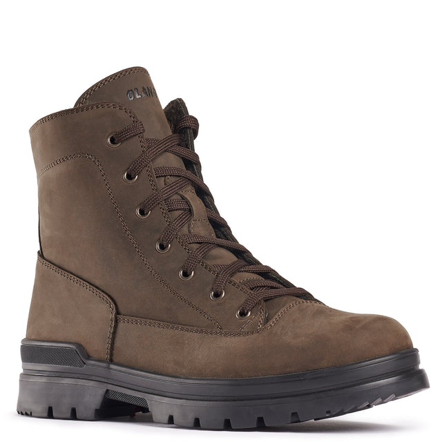 Olang Vick OC Zip L Brown men's winter boots with full-grain leather upper, wool lining, lace and zipper closure, and HOOK outsole with OC System® grips.