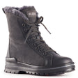 Olang Zaide Antracite women’s winter boots with leather and hydro-suede upper, shearling lining, lace and zipper closure, and ALASKA outsole with OC System® grips.