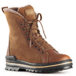 Olang Zaide Caramel women’s winter boots with leather and hydro-suede upper, shearling lining, lace and zipper closure, and ALASKA outsole with OC System® grips.