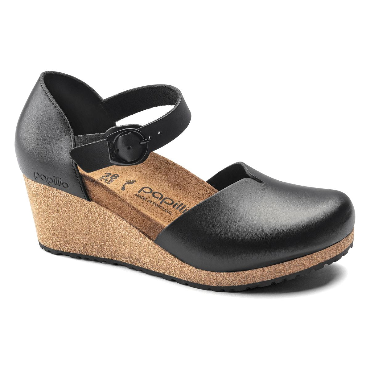 The Papillio by Birkenstock style Mary is a stylish and sophisticated closed-toe wedge, designed with a lightweight comfort footbed for all day comfort at Walking on a Cloud.