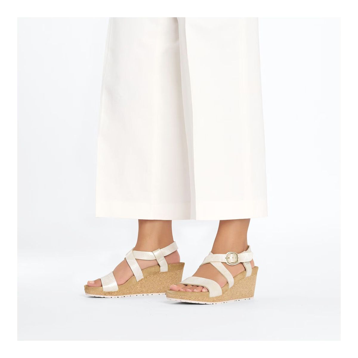 Sibyl Wedge Metallic Sandals in Silver