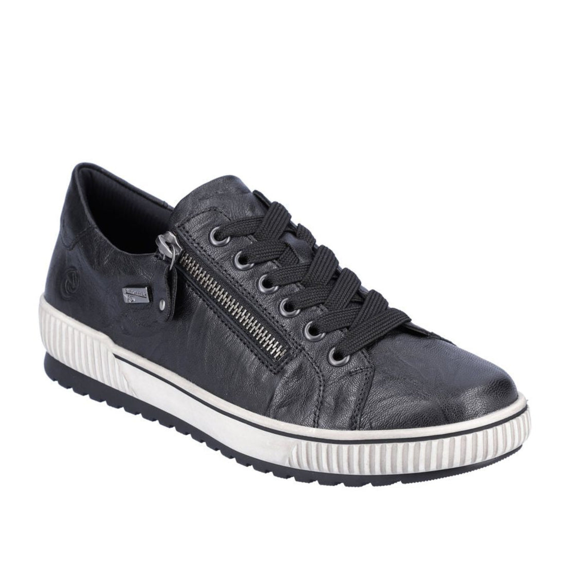 Remonte Ottawa D0700 Women's Lace Up Shoe, all-day comfort Premium black leather upper with sporty contrast stitching. Style #D0700-00