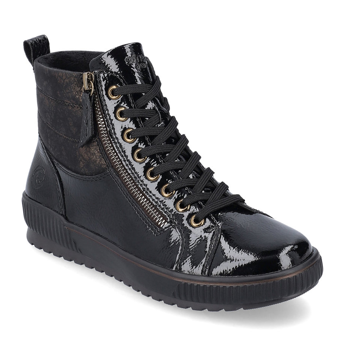 Remonte Crash D0775 Women's Lace Up Boots,  smooth black leather and synthetic upper water, waterproof breathable insulation against the cold. Style #D0775-01