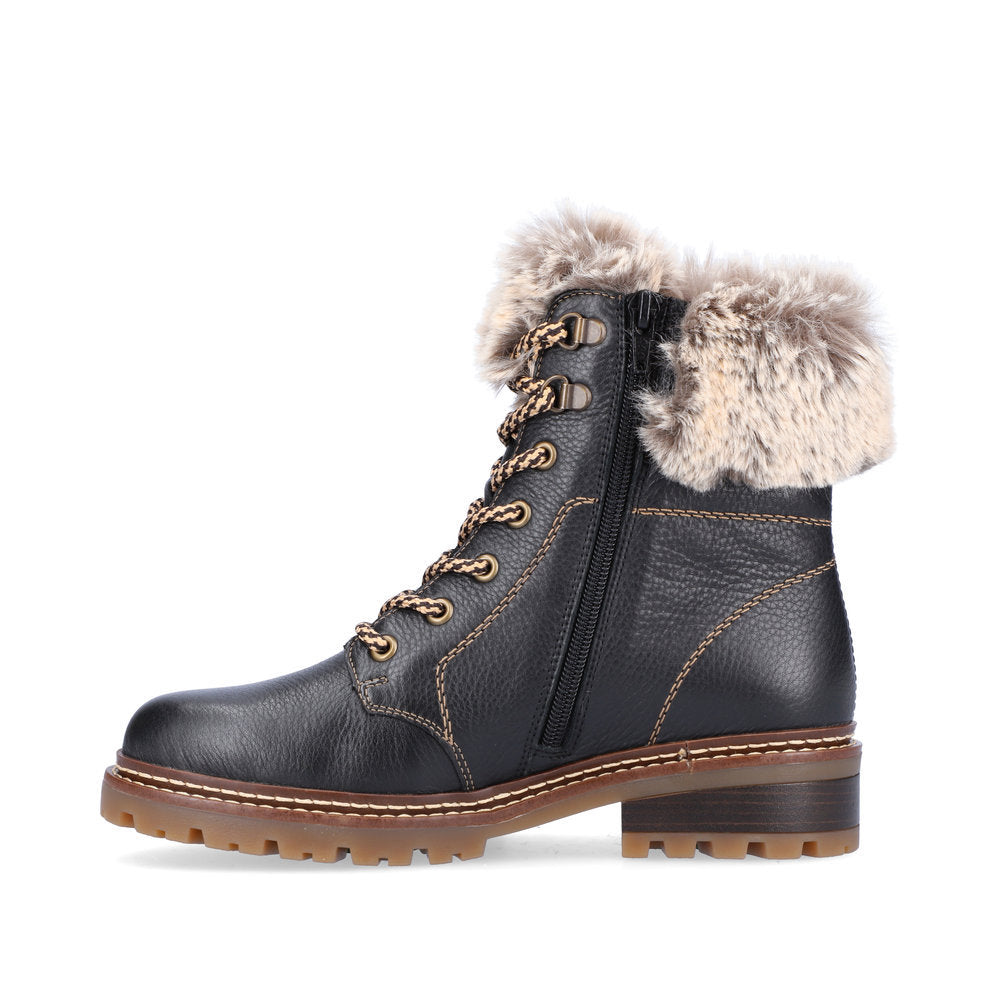 Remonte D0B74 Women's Lace/Zip Winter Boots in Black