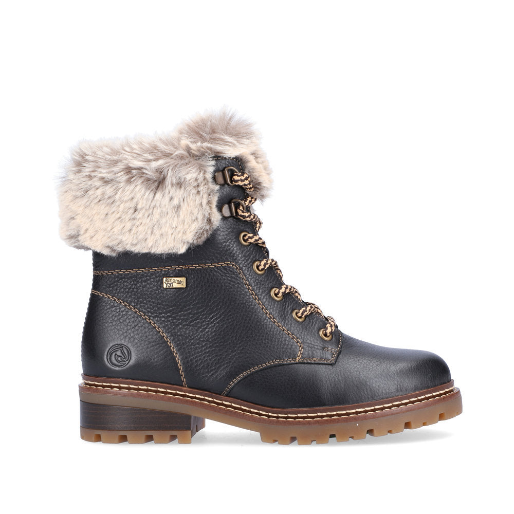 Remonte D0B74 Women's Lace/Zip Winter Boots in Black