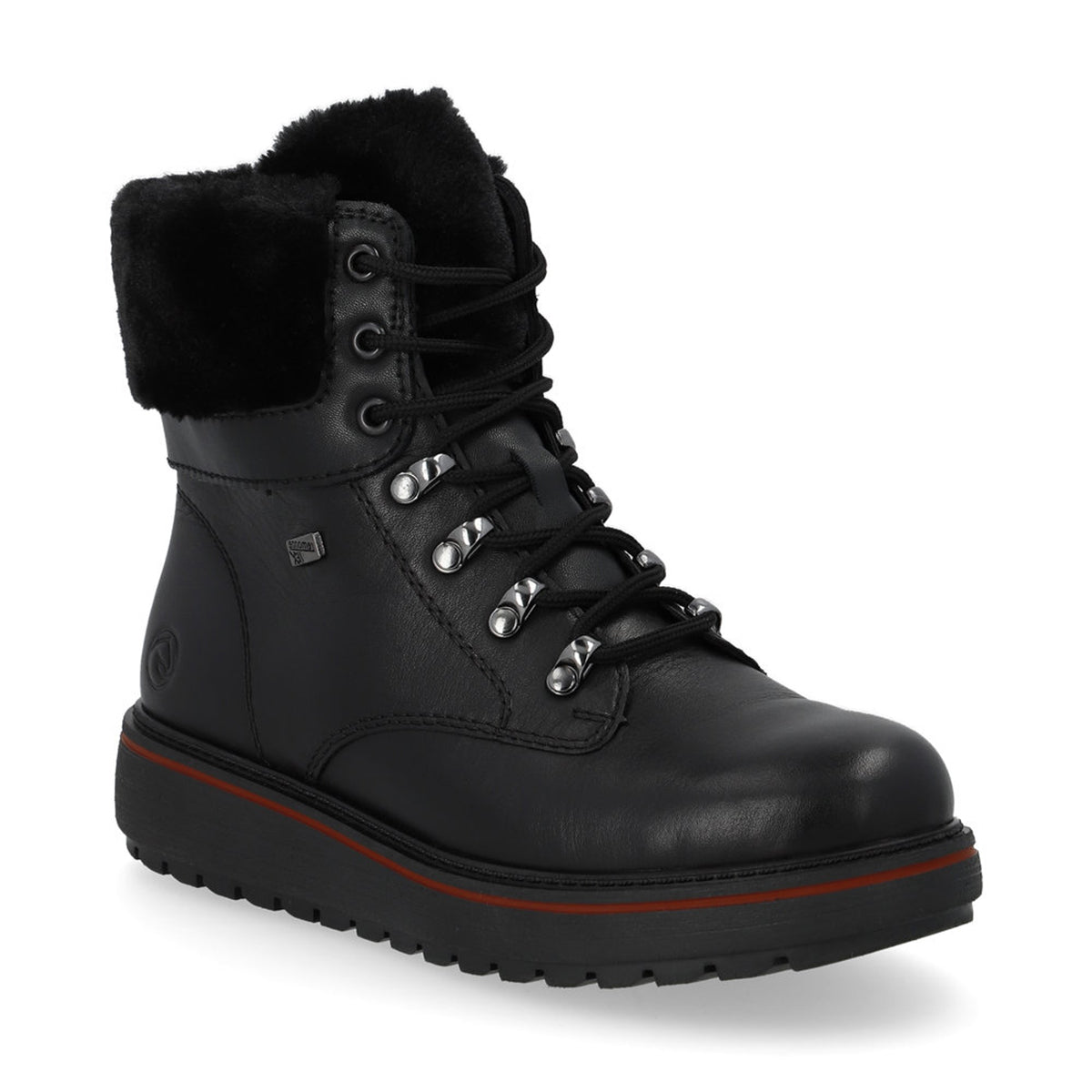 Remonte D0U70 Women's Lace Up Boots, fur lined winter boots, lace up closure durable waterproof exterior. Style #D0U70-01
