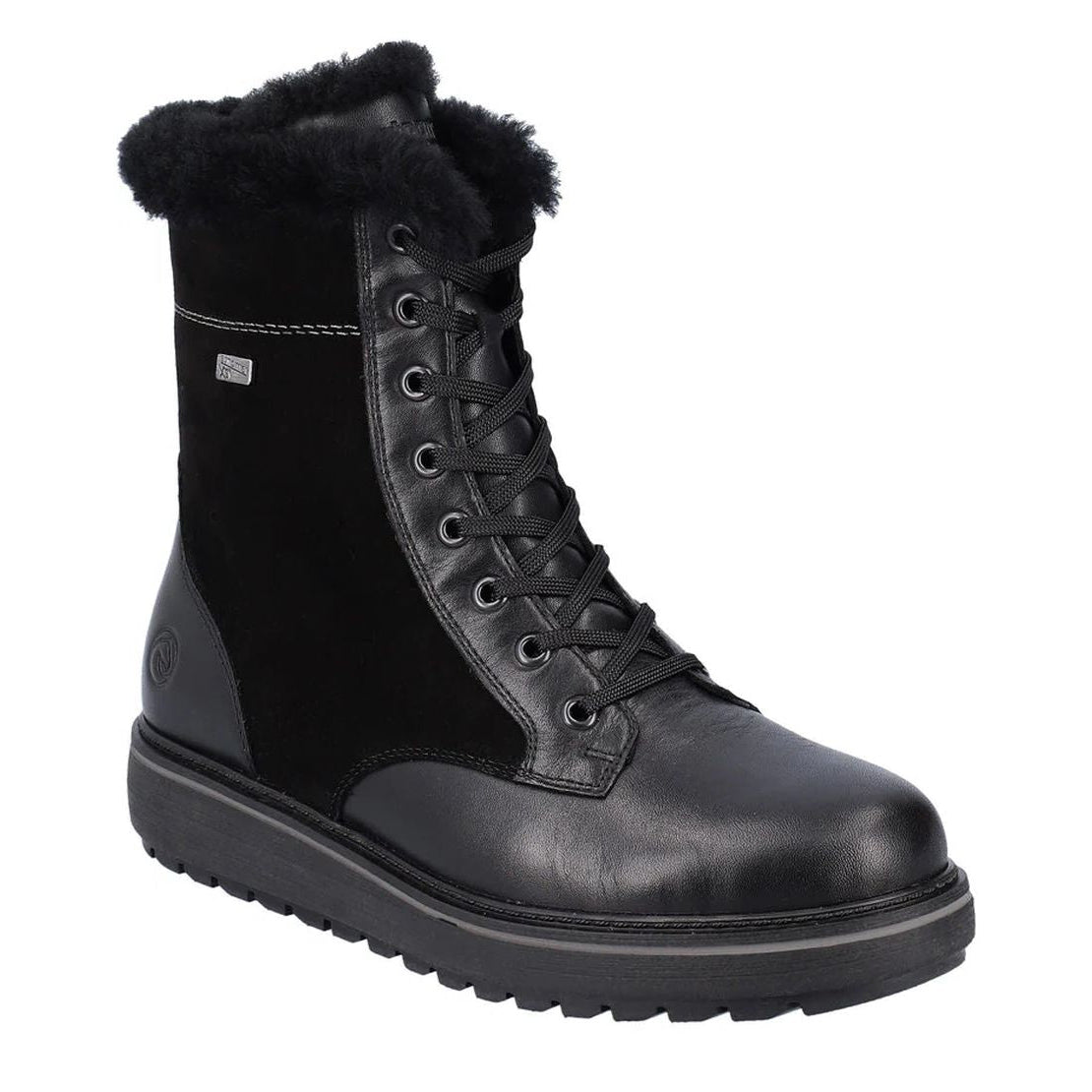 Remonte D0U76 Suede Lace Up Women's Boots, lace up winter oots fur lined, durable waterproof leather exterior. Style #D0U76-01