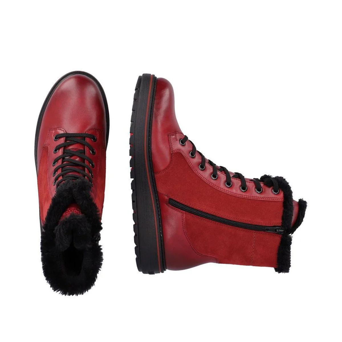 Remonte D0U76 Suede Women's Lace Up Boots in Red