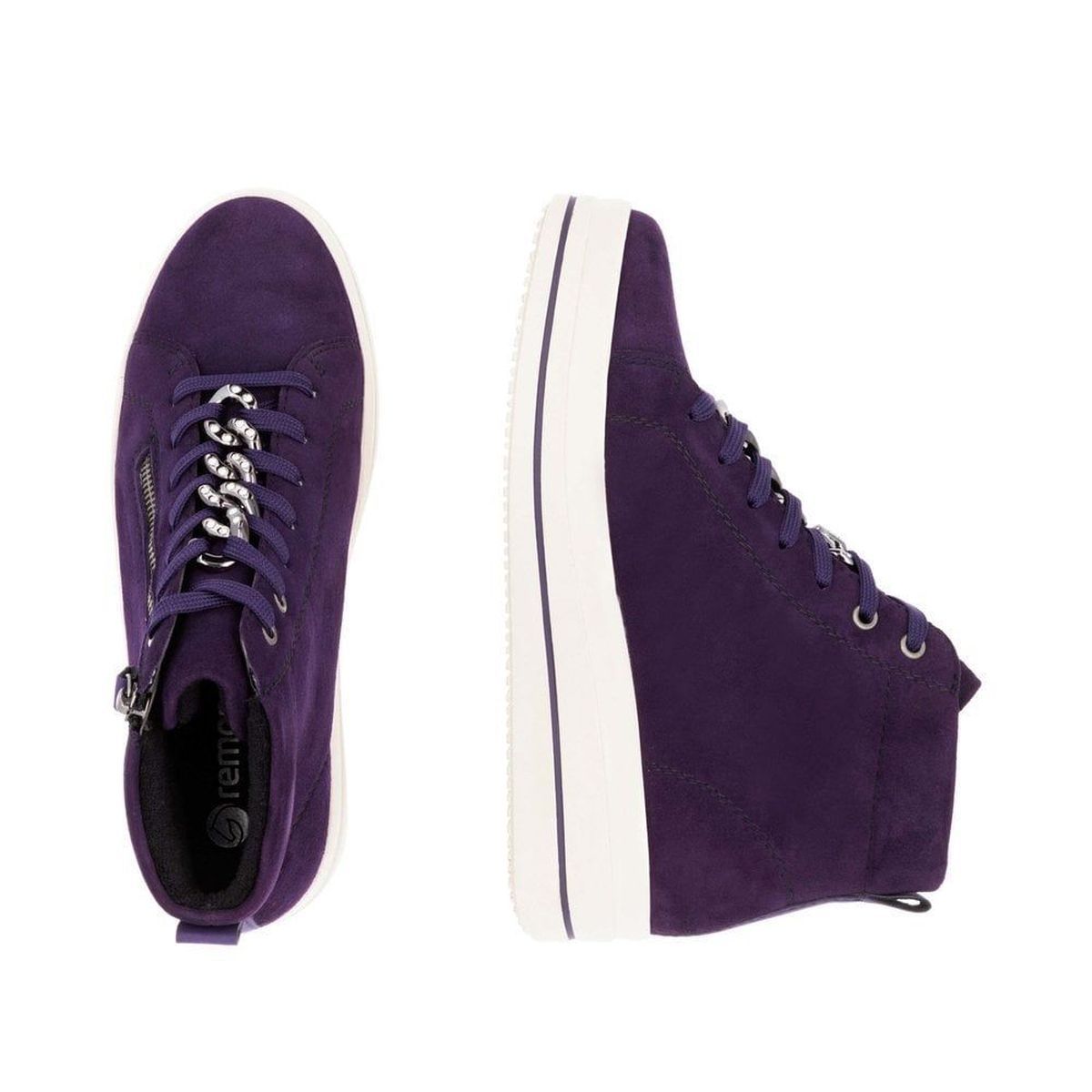 Remonte D1C70 Suede Sneaker Boot in Aubergine