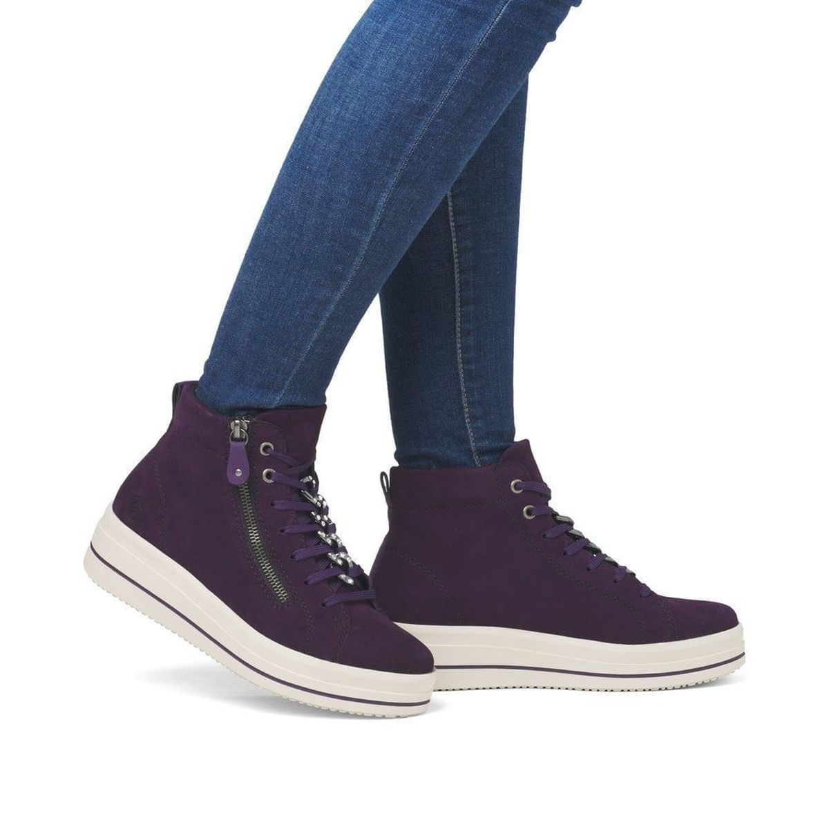 Remonte D1C70 Suede Sneaker Boot in Aubergine