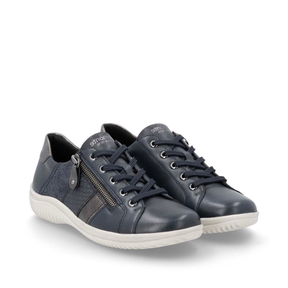 Remonte D1E00 Women's Side Zip Sneaker in Night Blue