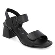 Remonte D1K51 Women's Strap Heel Sandals, block heel sandas in premium smooth black leather, velcro and buckle closure. Style #D1K51-00