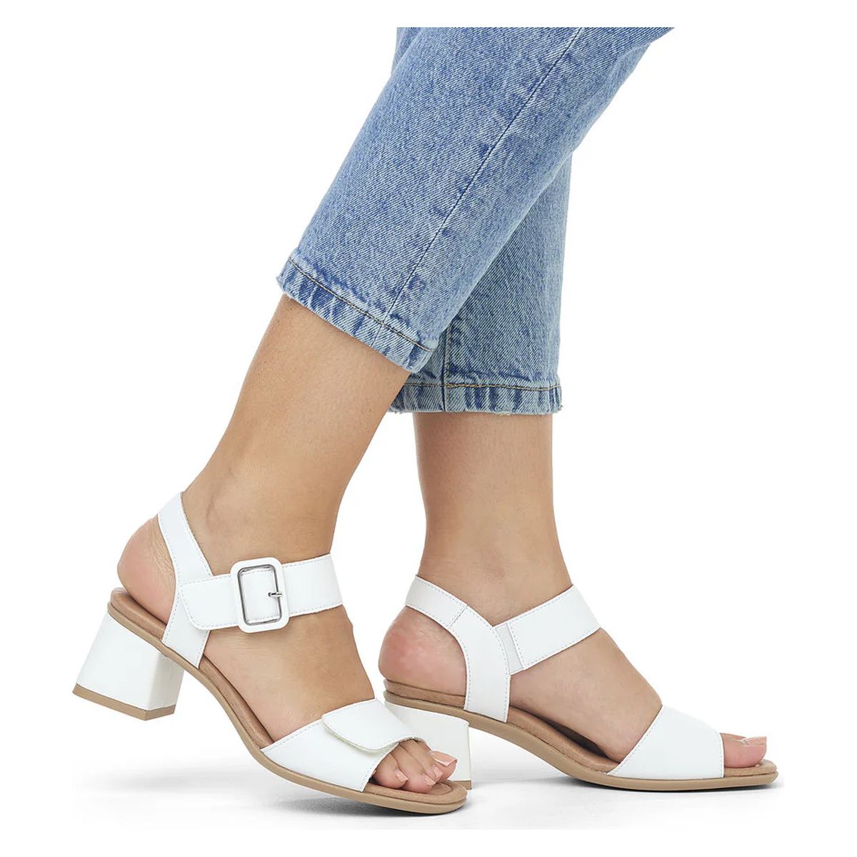 Remonte D1K51 Women's Strap Heel Sandals in White