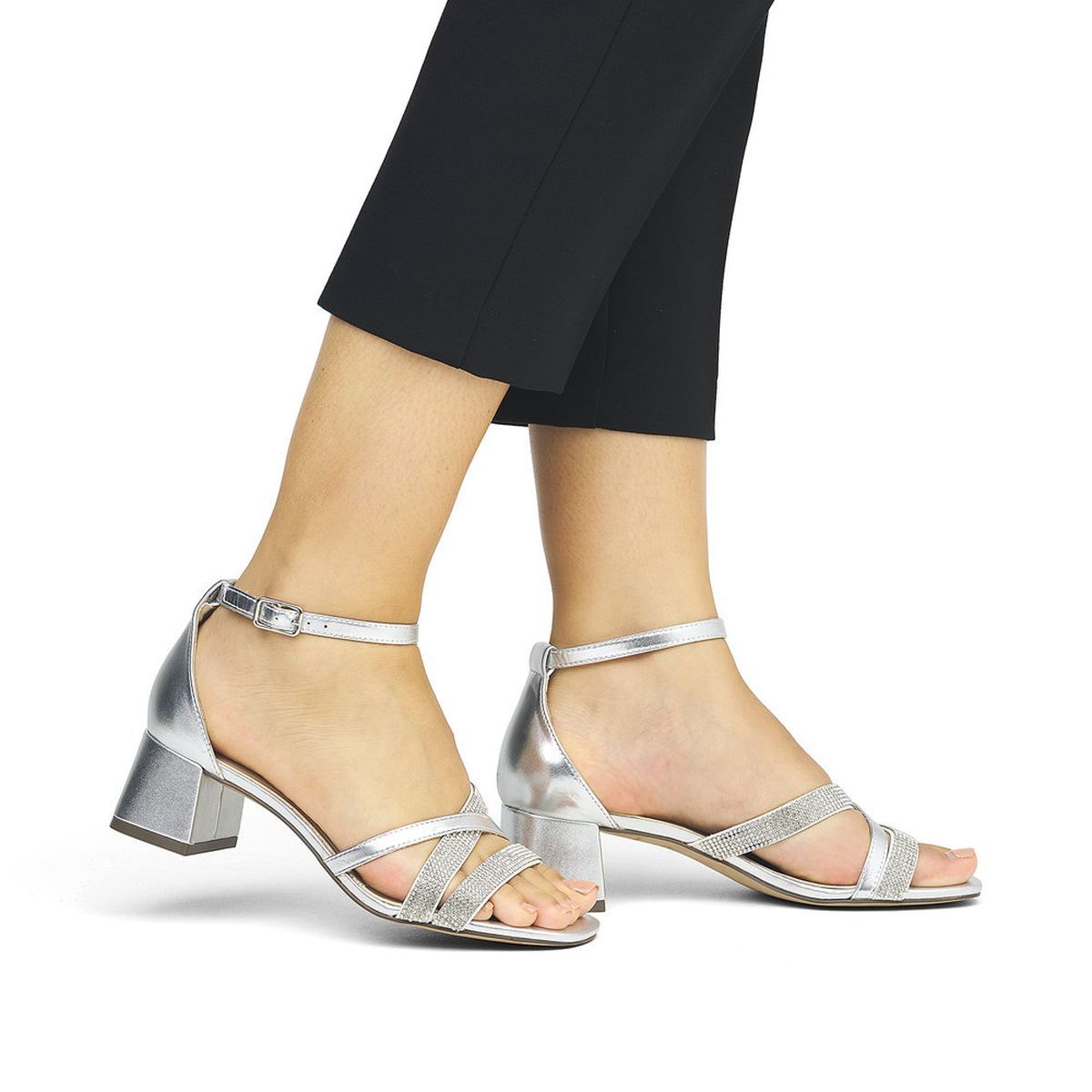 Remonte D1L51 Strap Heel Women's Sandals in Silver