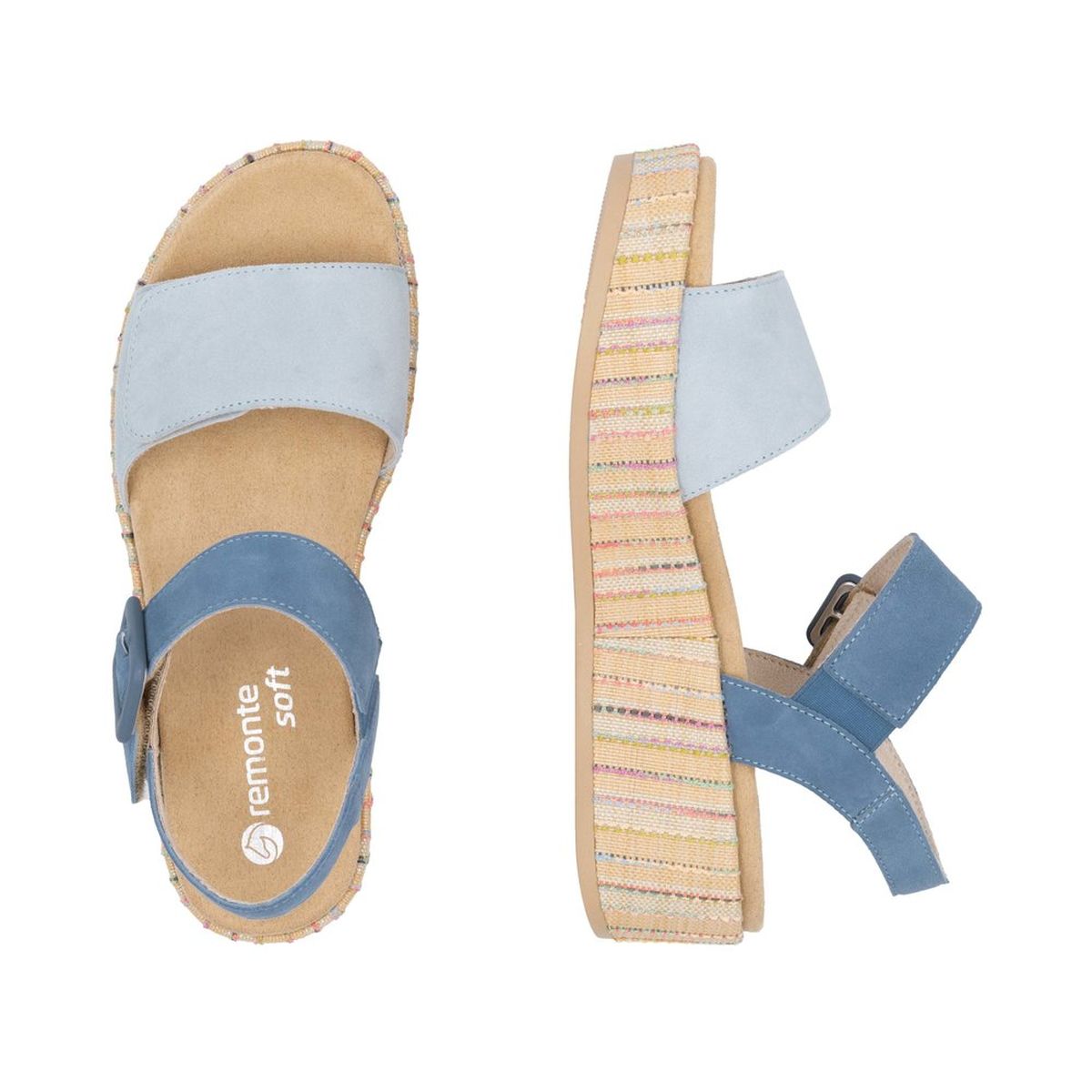 Remonte D1N54 Women's Wedge Sandal in Blue Jean