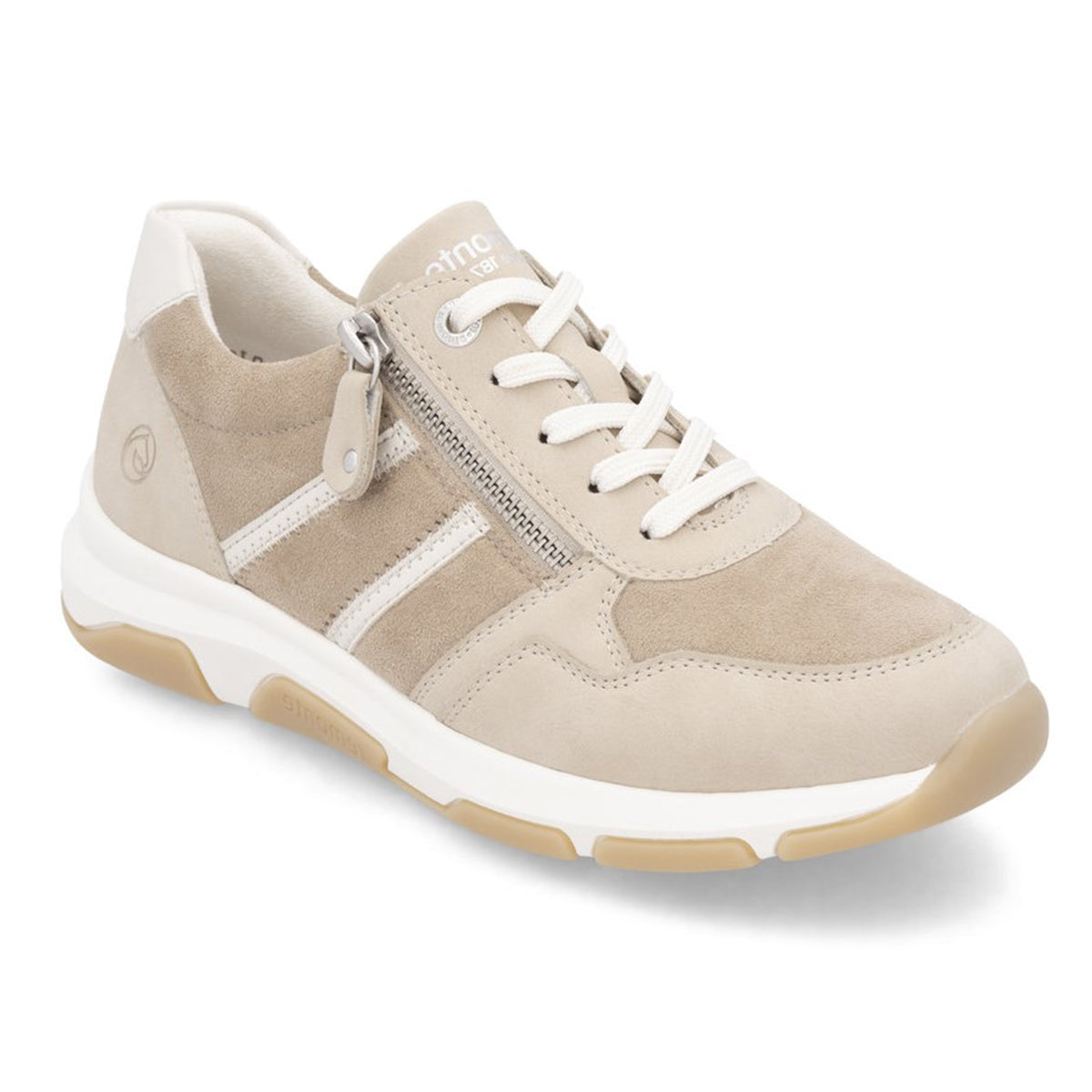 Remonte D1S04 Women's Side Zip Sneaker, premium leather upper, lace up and side zipper closure. Style #D1S04-60