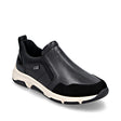 Remonte women's black slip-on sneaker with leather and suede, a side elastic gore, and a two-tone sole. D1S07-00.