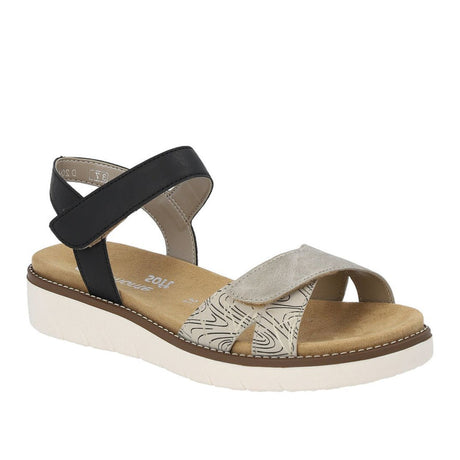 Remonte D2049 Women's Strap Sandals, Slight platform comfortable all day walking sandals with 2 velcro strap closures. Style #D2049-63
