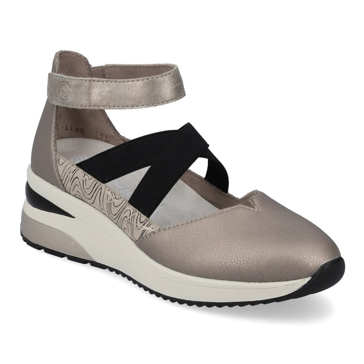 Remonte Women's D2411 Adjustable Strap, platforn ballerina style walksin shoes, velcro/elastic straps for easy on and off. Style #D2411-90