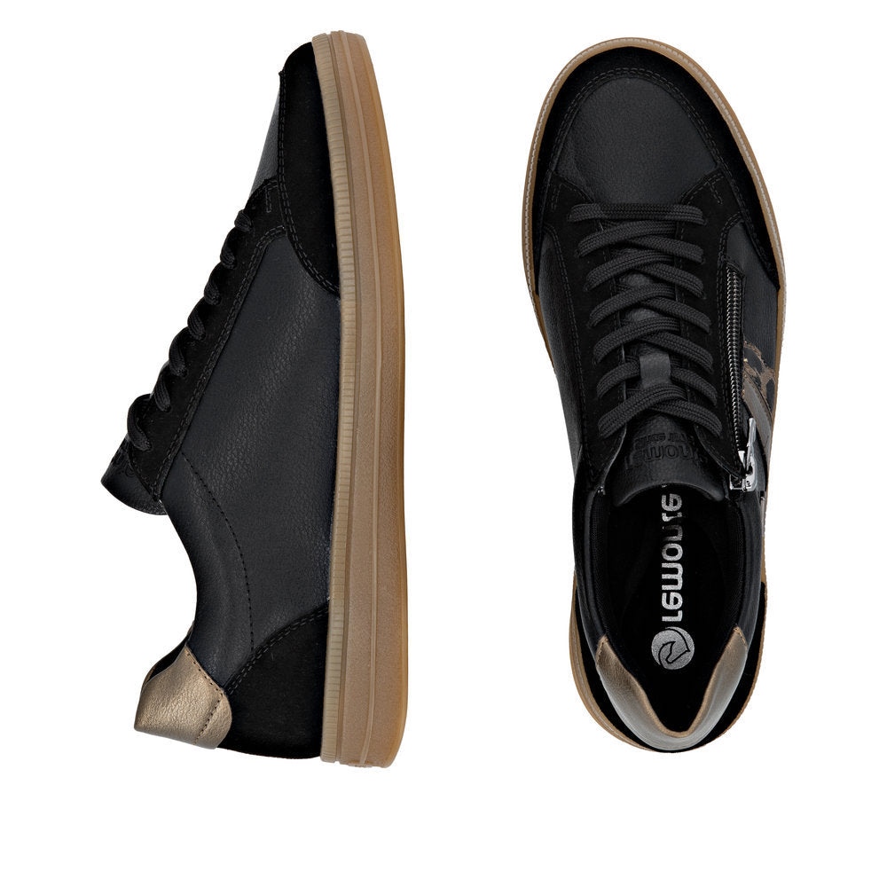 Remonte D2C04 Women's Side Zip Sneaker in Black