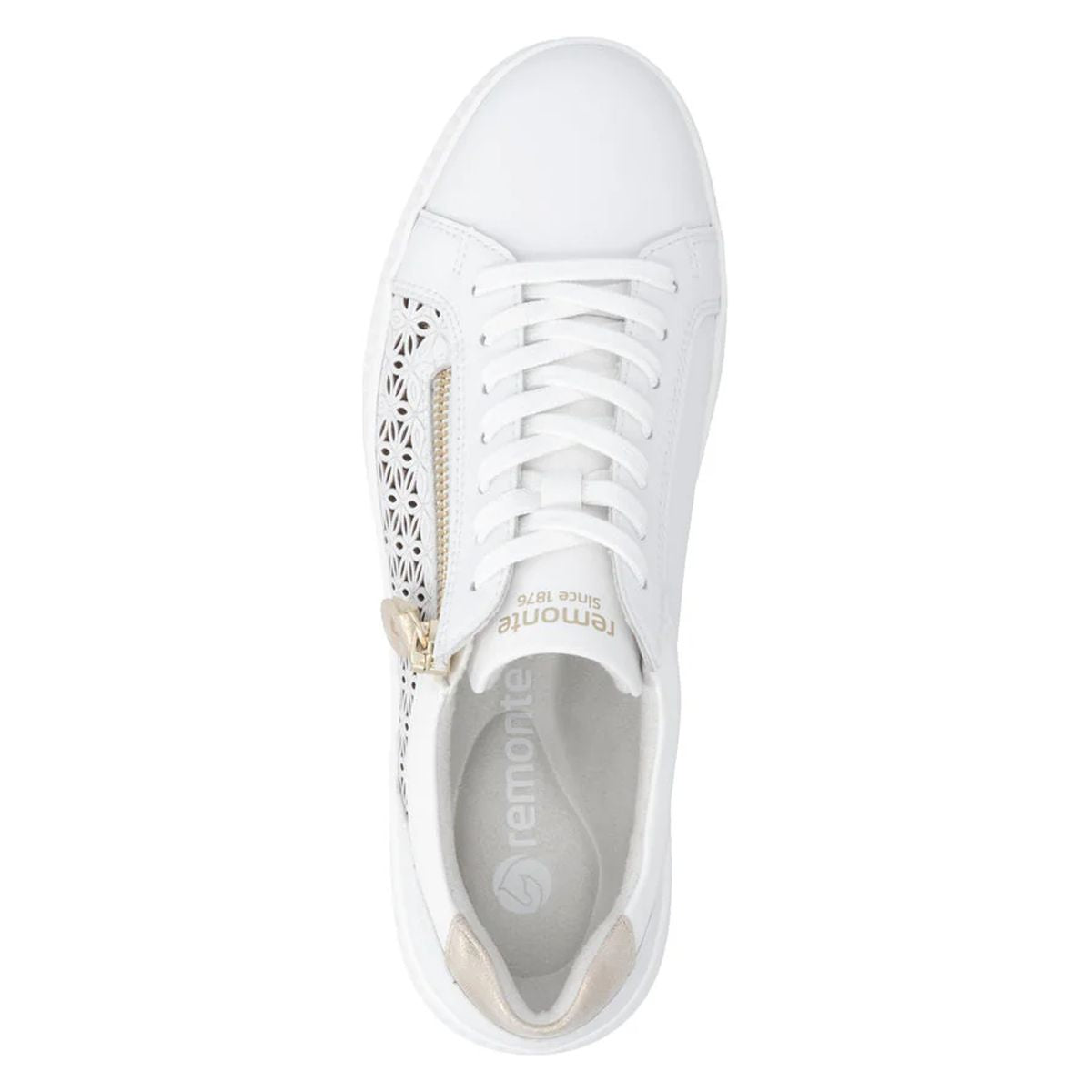 Remonte D2E03 Women's Side Zip Sneaker in White