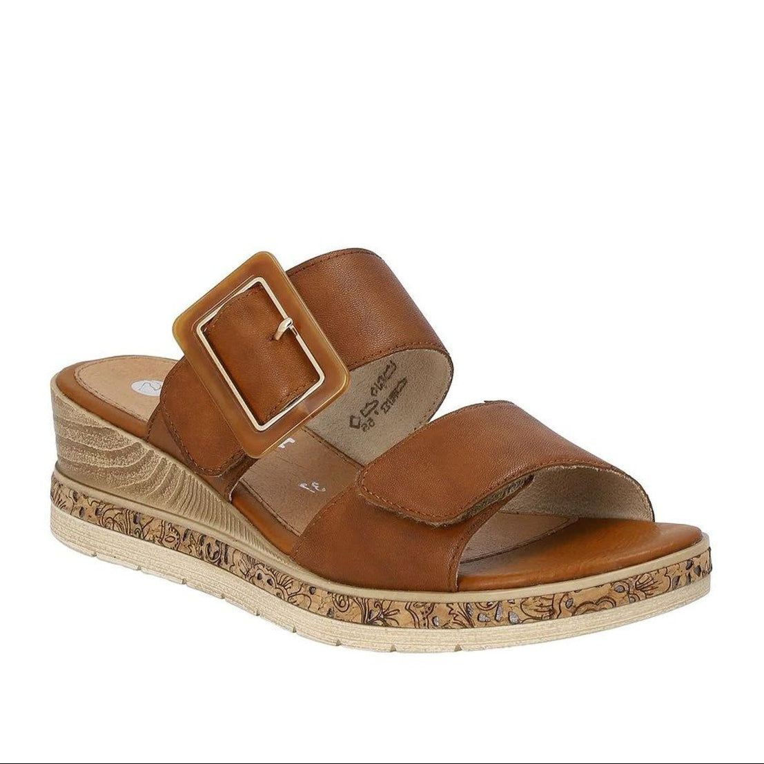 Remonte D3068 Women's Sandals, slip on wedge sandals, double straps with decorative buckle sand velcro closure, all day comfort. Style #D3068-24