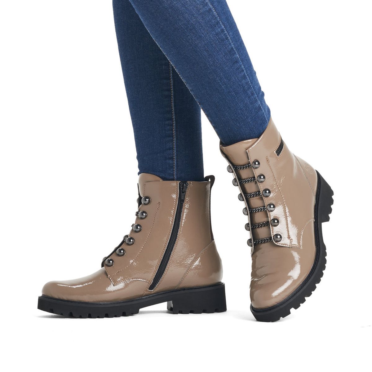 Remonte D8670 Women's Beige Grey Biker Boots