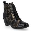 Remonte D8797 Women's Ankle Boots, short block heel, leather upper gold design with lace up front and side zipper for easy on and off. Style #D8797-90
