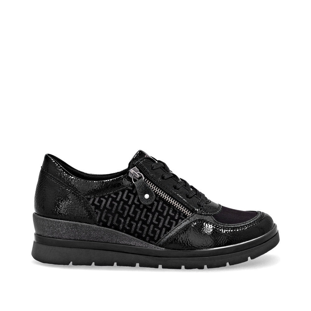 Remonte R0701 Women's Side Zip Sneakers in Black