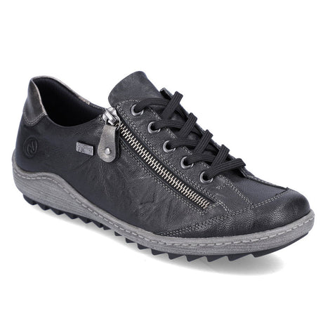 Remonte R1402 Women's Lace Up Shoe, soft leather upper with side zipper and lace up front for easy on and off. Style #D1402-06
