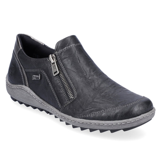 Remonte R1428 Women's Slip On Shoes, premium leather exterior, high traction sole all day comfort and side zipper for easy on and off.  Style #D1428-03