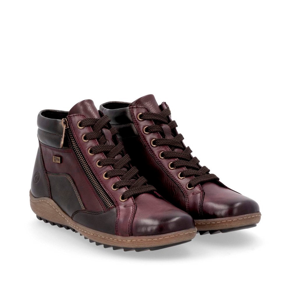 Remonte R1458 Women's Lace Up Boot in Red