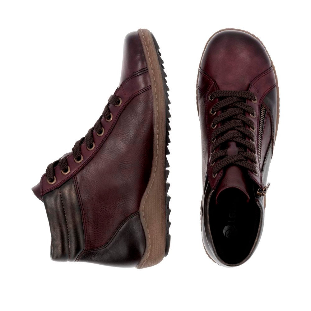 Remonte R1458 Women's Lace Up Boot in Red