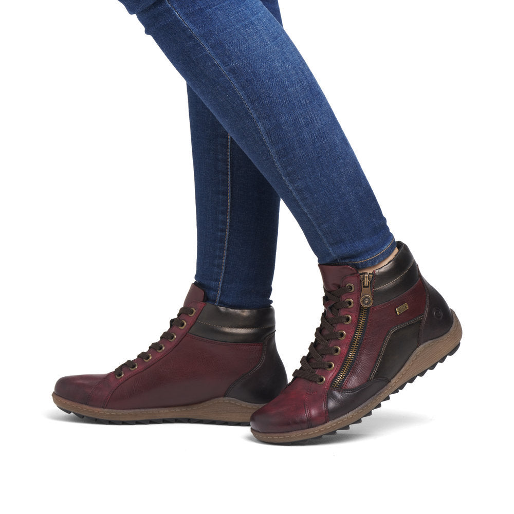 Remonte R1458 Women's Lace Up Boot in Red