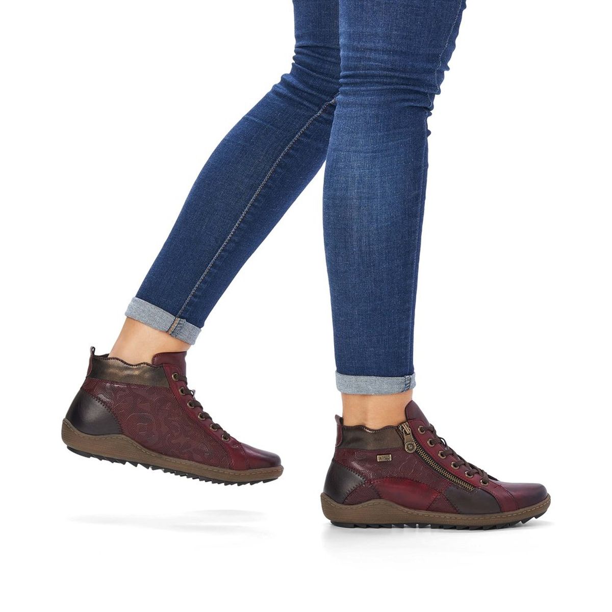 Remonte R1467 Women's Lace Up Boot in Vino
