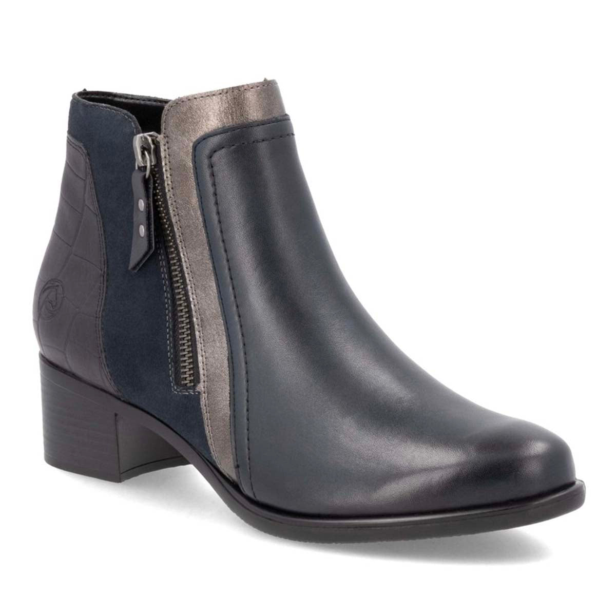 Remonte R5172 Women's Dress Boot, Leather outer boots, water resistant block heel with side zipper for easy on and off. Style #R5172‑14