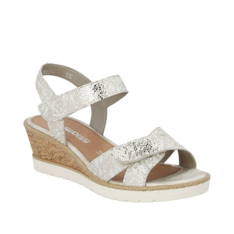 Remonte R6252 Women's Wedge Sandals, wedge heel sandal with silver straps, velcro closures for easy on and off. Style #R6252‑91