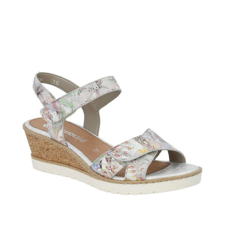 Remonte R6252 Women's Wedge Sandals, wedge heeled sandal with multiflower print, velcro closure for easy on and off. Style #R6252‑92