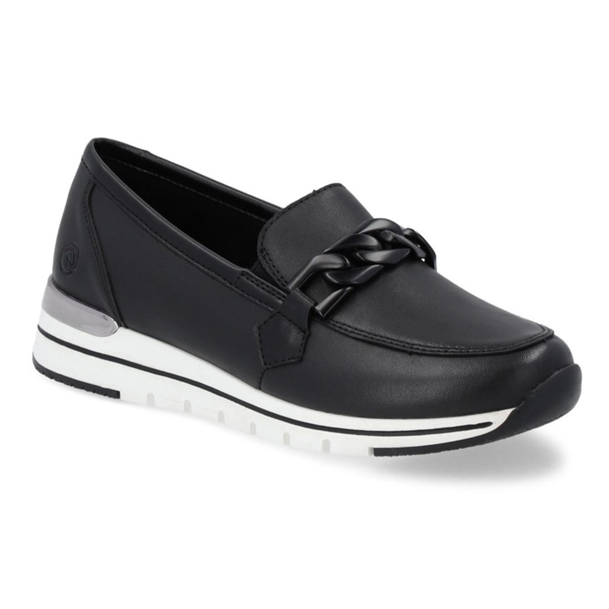 Remonte R6711 Women's Casual Slip On Flats, all day walking shoes, decorative black chain. Style #R6711-00