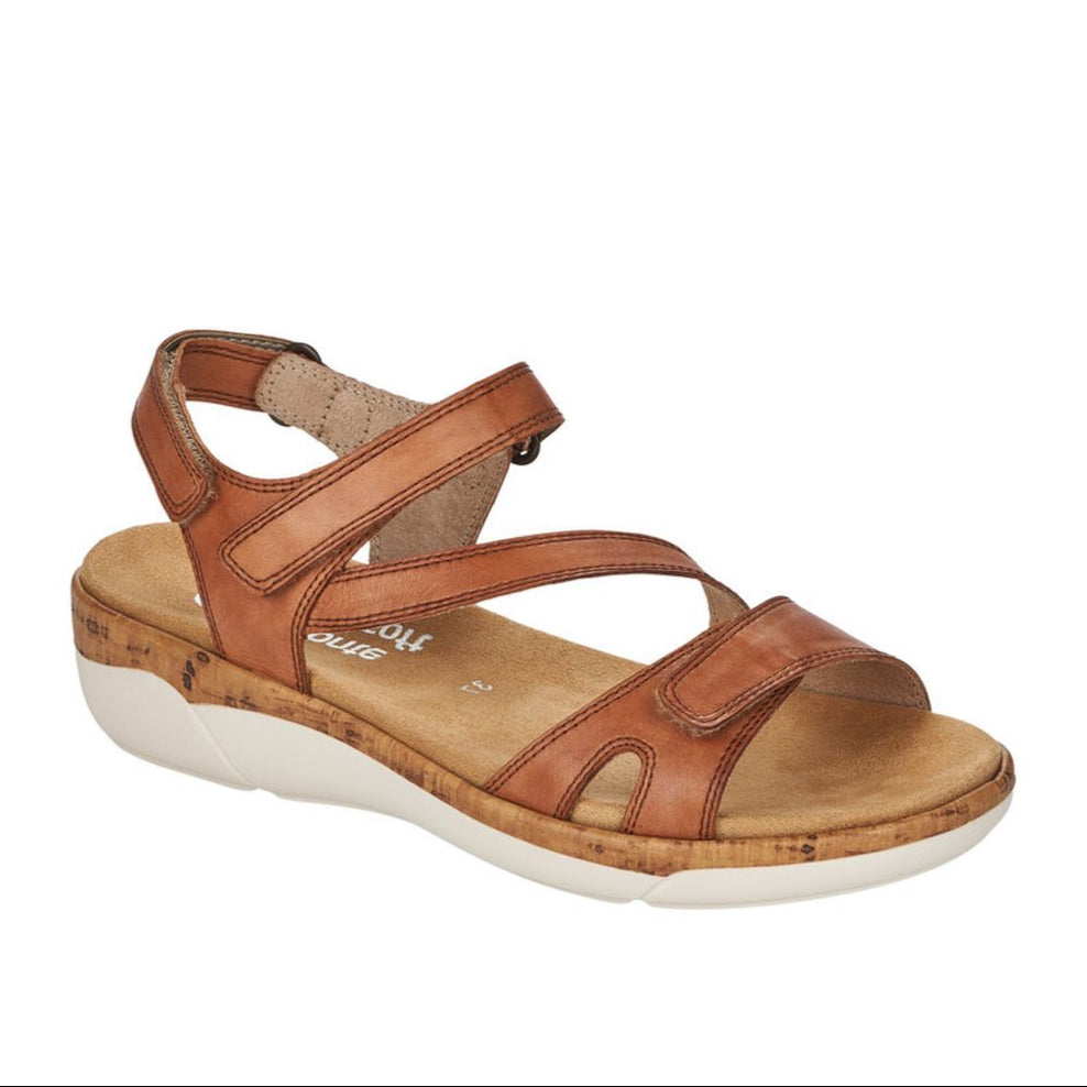 Remonte R6850 Women's Strap Sandals, strappy sandals in tan with velcro closure for easy on and off. Style #R6850-22